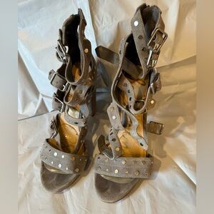 Sam Edelman York Grey Suede Leather Strappy Studded Heeled
Sandals Size 8